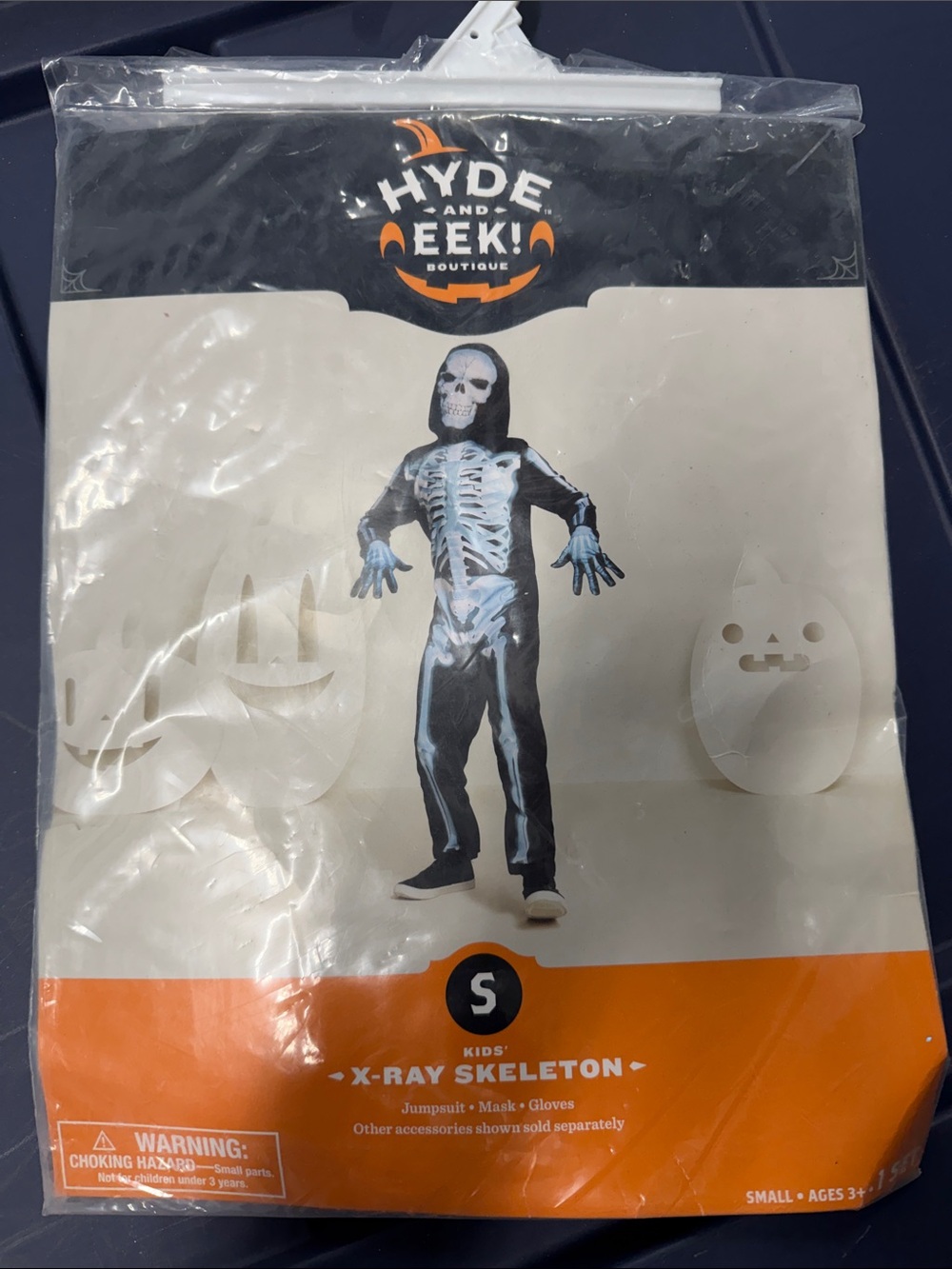 Hyde & Eek! Kids' Black Skeleton Costume - Black/White size small new Halloween